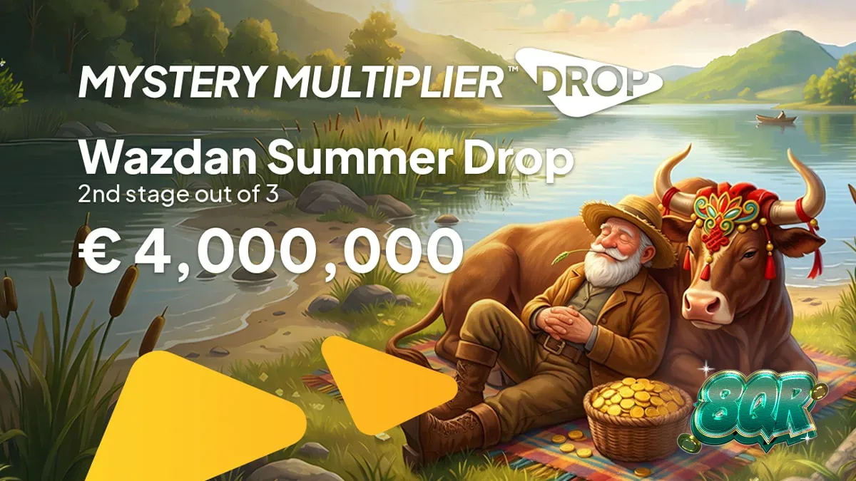 Tampilan antarmuka mesin slot modern dengan fitur Mystery Multiplier Drop dari Wazdan